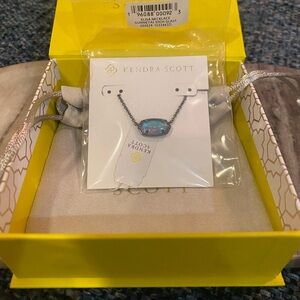 Kendra Scott NIB Elisa Necklace, Gunmetal & Blue Dichroic Glass